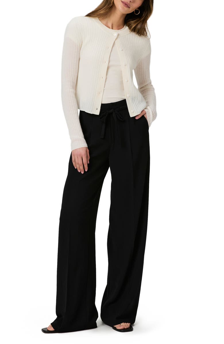 PAIGE Shiraz Tie Waist Wide Leg Pants, Alternate, color, Black