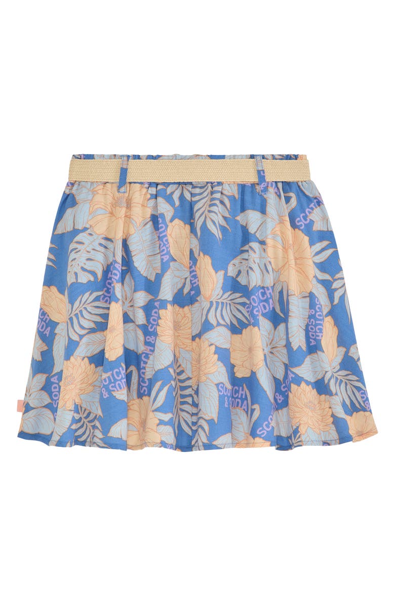 Scotch & Soda Kids' Floral Belted Skirt, Alternate, color, Riviera