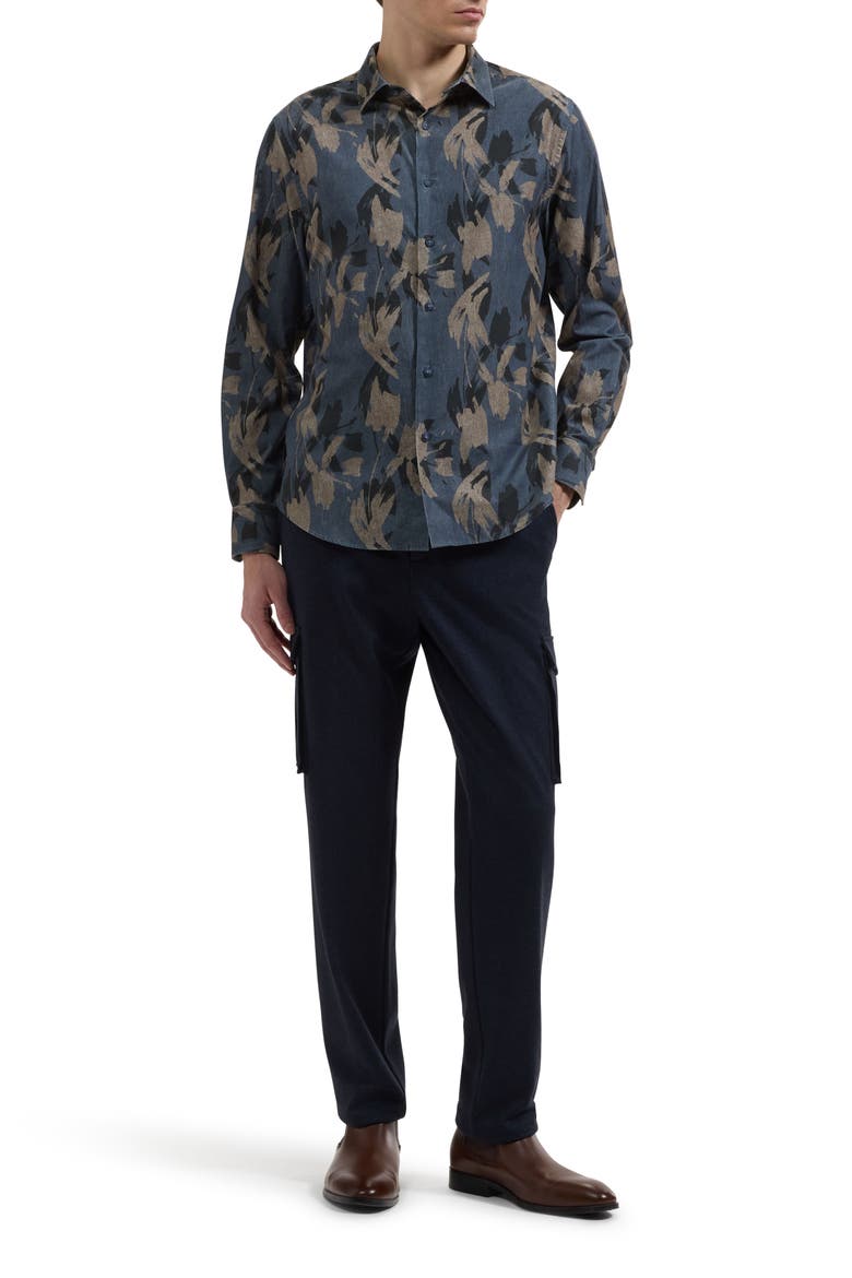 Julian Shaped Long Sleeve Button-Up Shirt, Alternate, color, NAVY