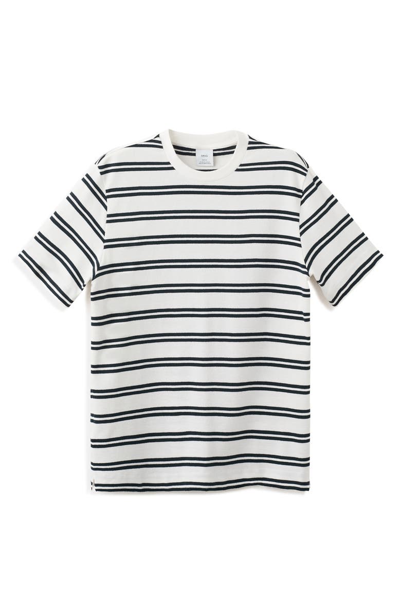 MANGO Regular Fit Stripe Cotton Blend T-Shirt, Alternate, color, White