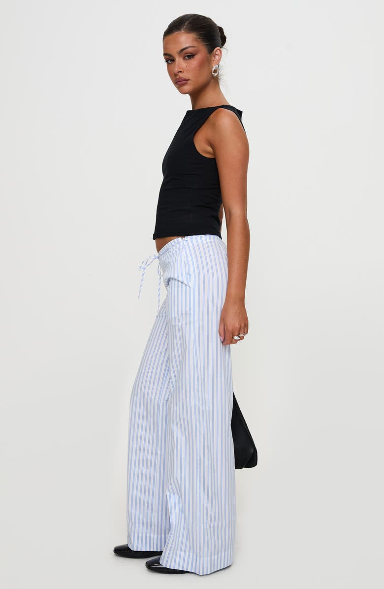 Princess Polly Collied Stripe Wide Low Rise Leg Drawstring Pants, Alternate, color, Blue