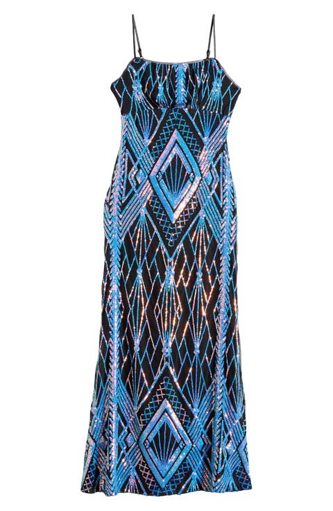 Kids' Print Sequin Maxi Dress (Big Kid)