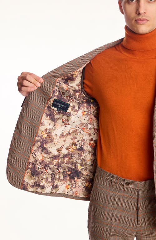Paisley & Gray Dover Slim Fit Orange Glen Plaid Blazer In Brown