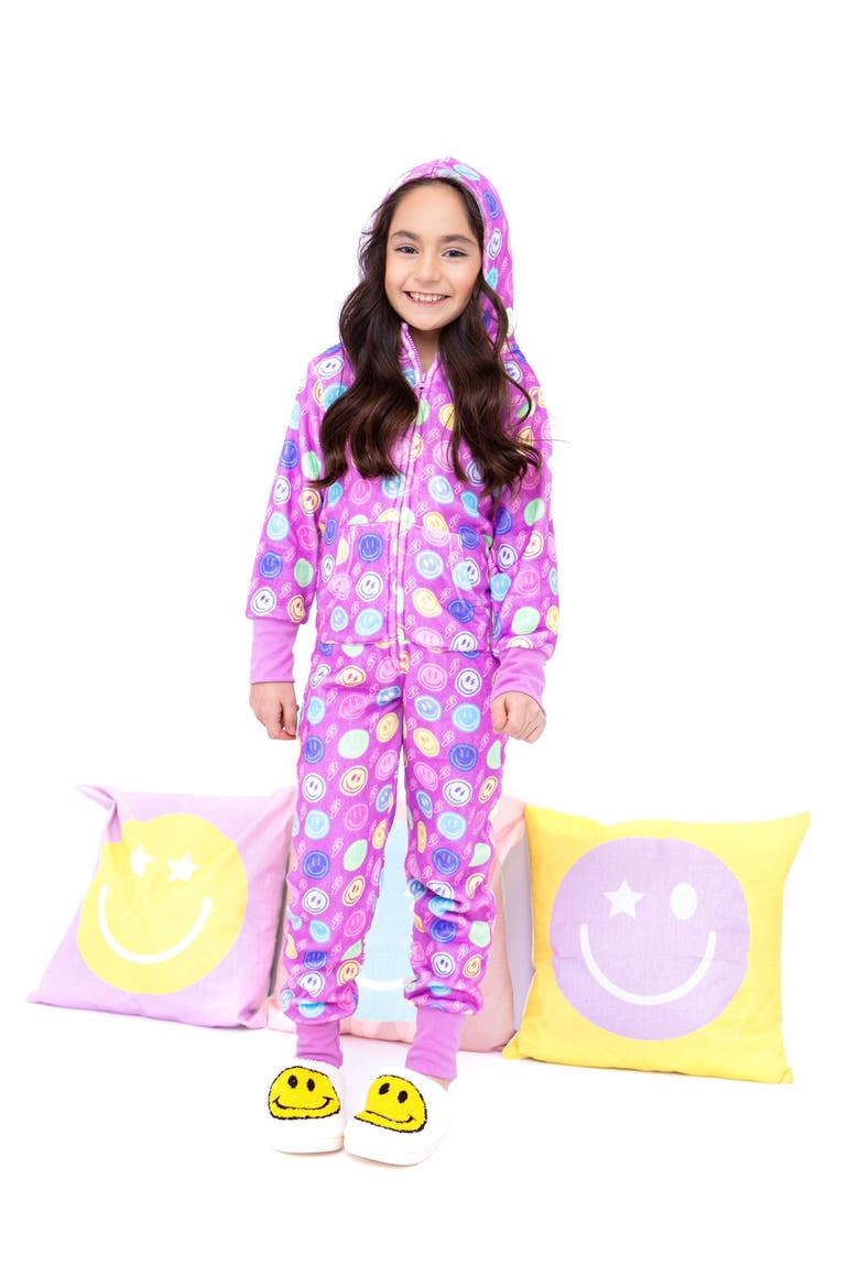 Plush Smiley Faces loungewear jumpsuit, Main, color, Multicolor