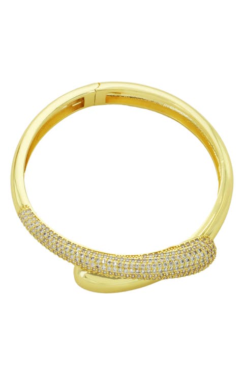 Pavé Crystal Hinged Bypass Bracelet