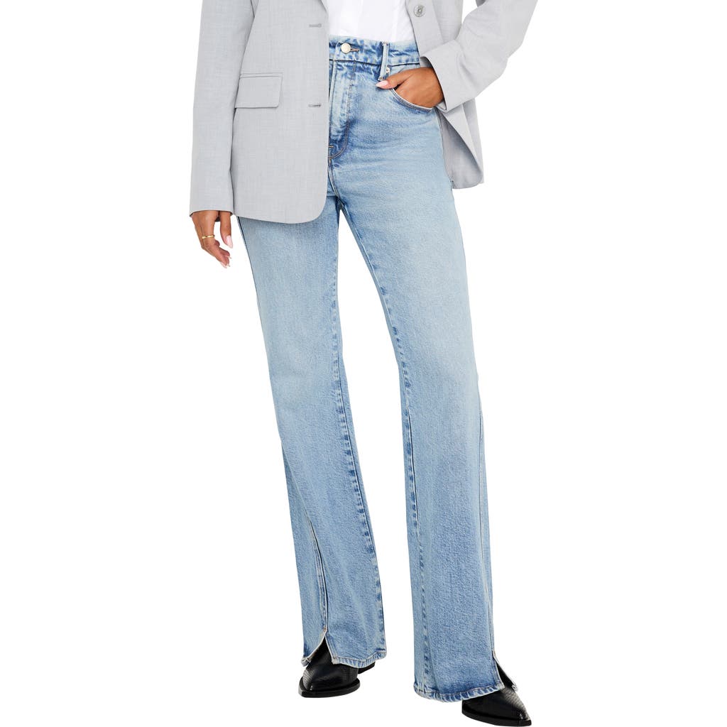 Good American Good Curve Front Slit Bootcut Jeans In Indigo711