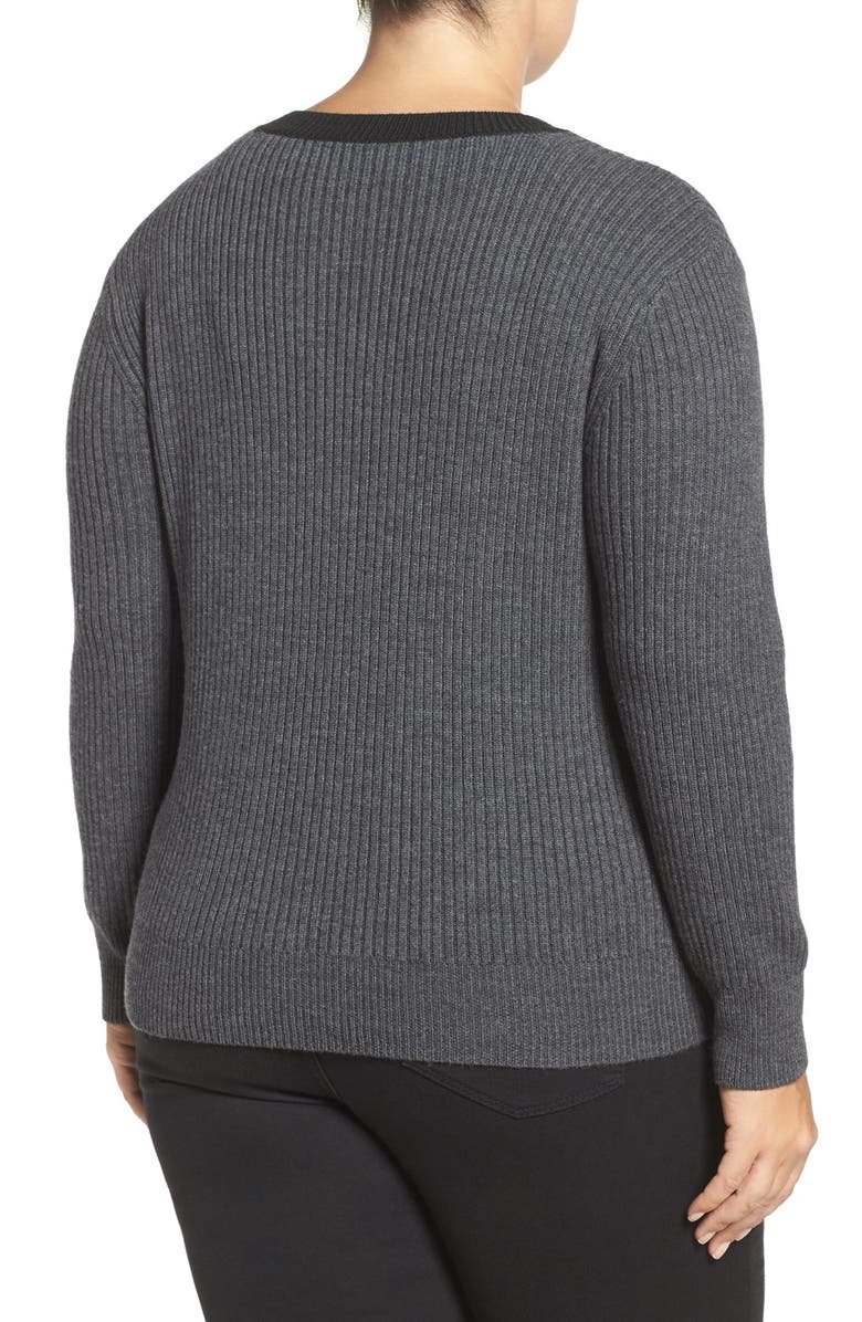 Tart Amity Merino Wool Lace-Up Sweater, Alternate, color, Shark/ Black