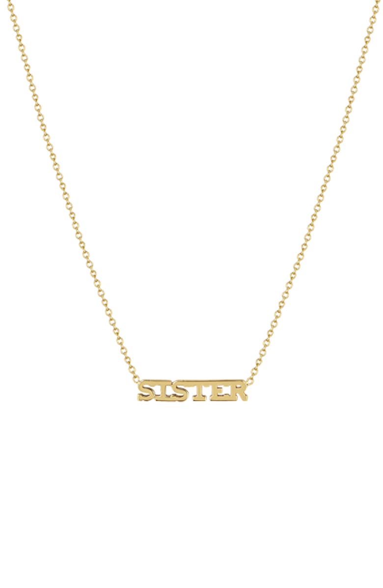 Zoë Chicco Tiny Letters Sister Pendant Necklace, Main, color, 
