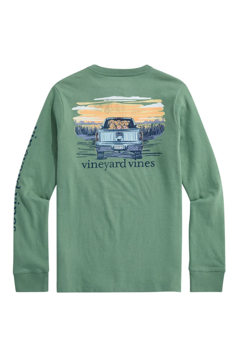 Kids' Pickup Truck Graphic Long Sleeve Cotton Pocket T-Shirt, Alternate, color, OLIVE