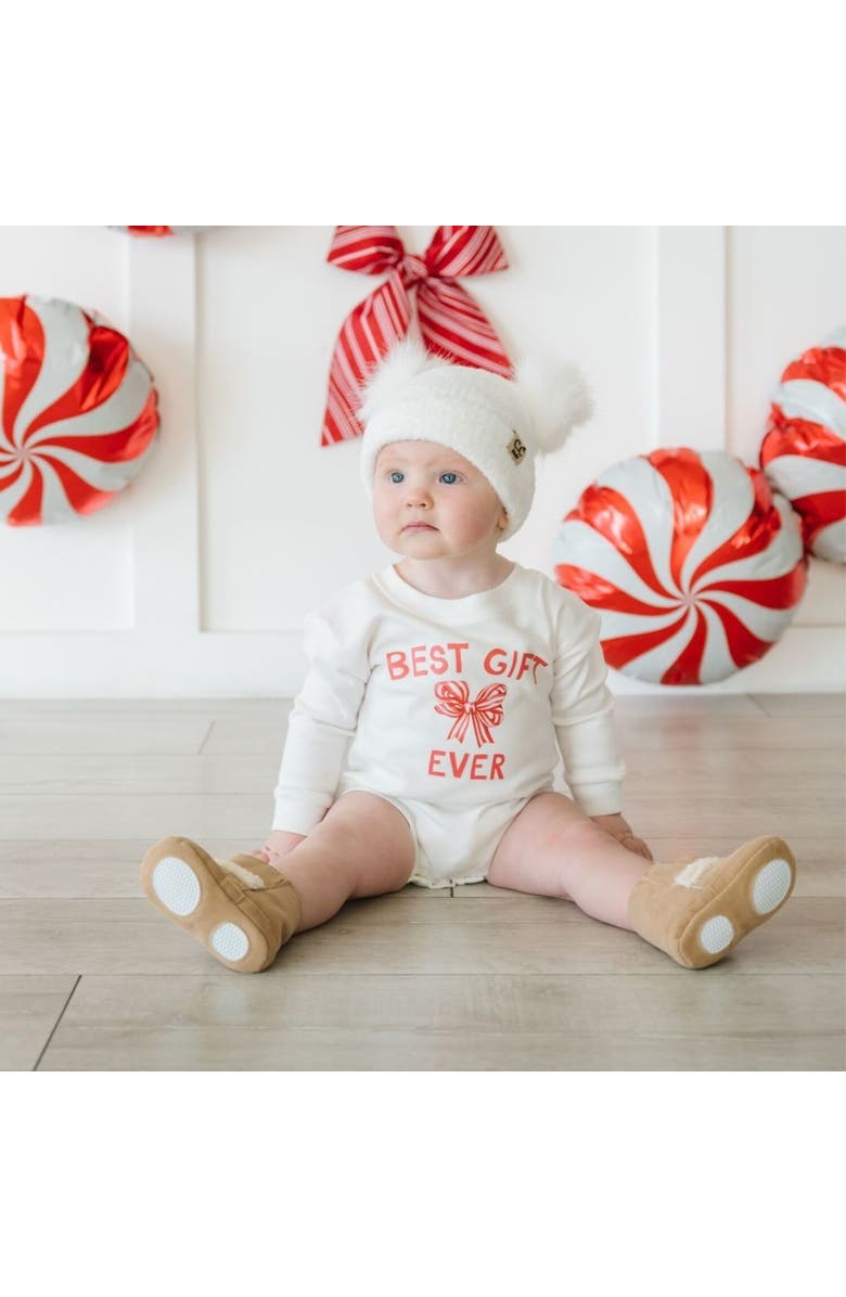 Sweet Wink Best Gift Ever Christmas Long Sleeve Romper, Alternate, color, White