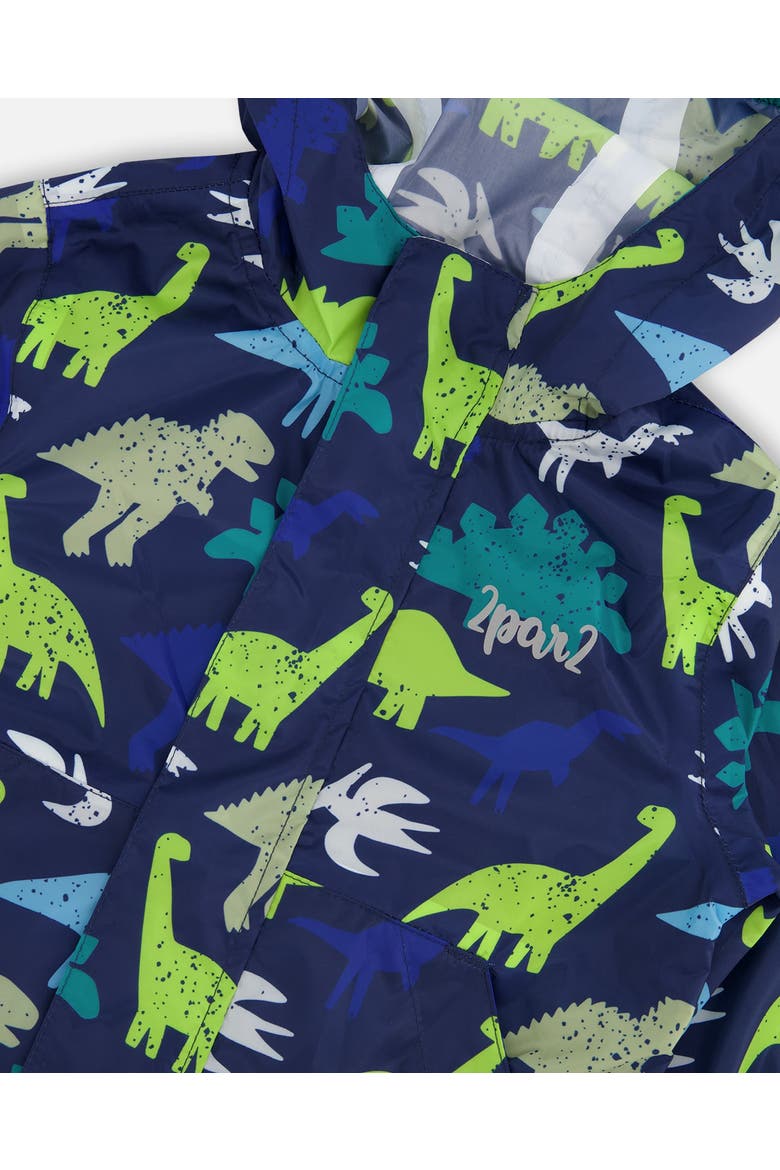 Packable Dinosaur Windbreaker in Polyester, Alternate, color, Blue Dinosaur Print