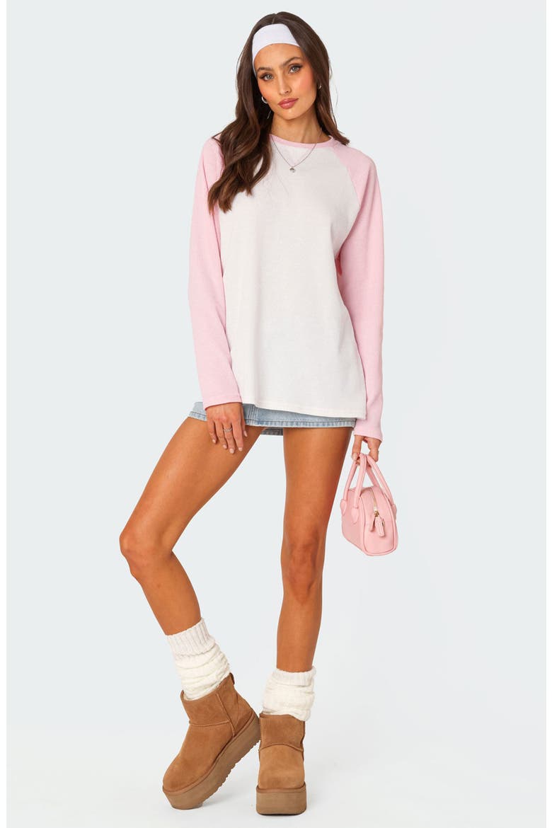 Me Time Oversize Waffle Knit Top, Alternate, color, LIGHT-PINK