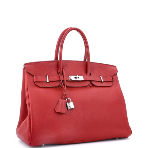 Pre-owned Hermes Hermes Birkin Handbag Red Togo With Palladium Hardware 35 In Red