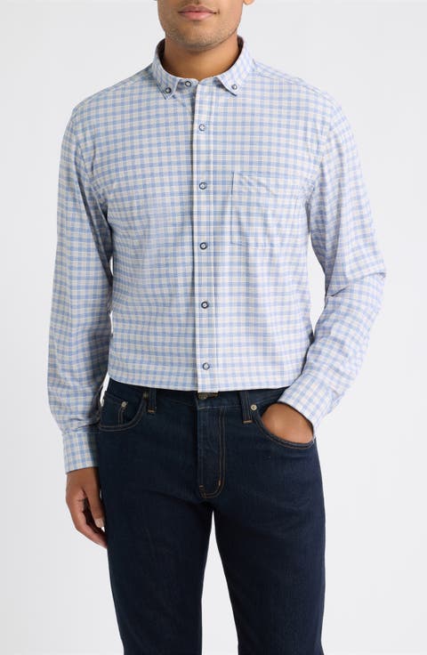 XC+™ Motion Gingham Check Knit Button-Up Shirt
