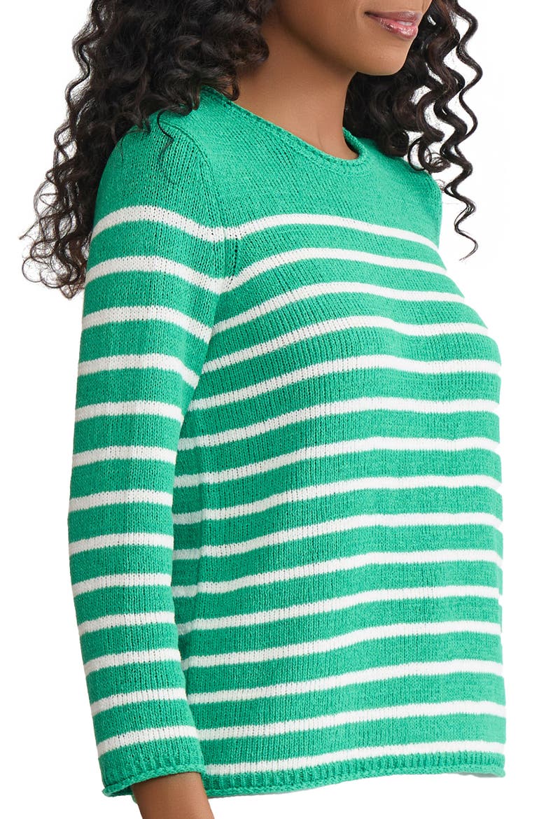 Stripe Crewneck Sweater, Alternate, color, KELLY / WHITE SAND
