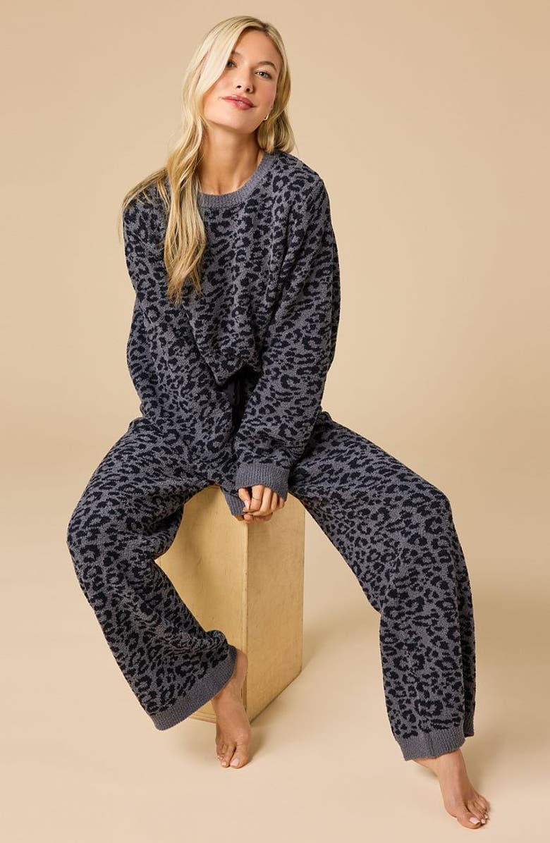 Softies Marshmallow Leopard Crew Neck Lounge Set, Alternate, color, Wild Grey