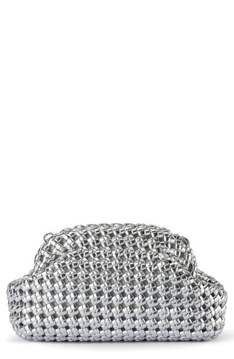 Everly Handwoven Faux Leather Frame Clutch