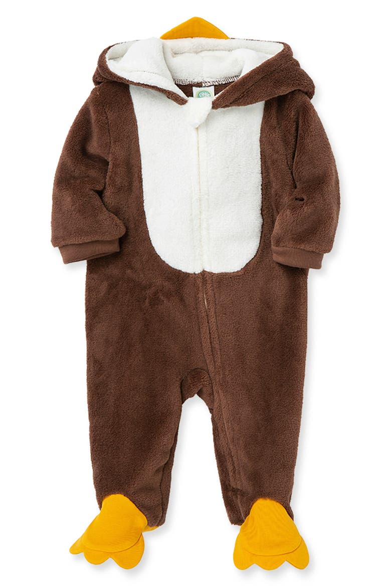 Kids' Turkey Fleece Footie, Alternate, color, BROWN