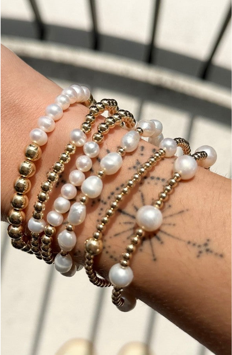 Little Sky Stone Avery Pearl Bead Bracelet, Alternate, color, White