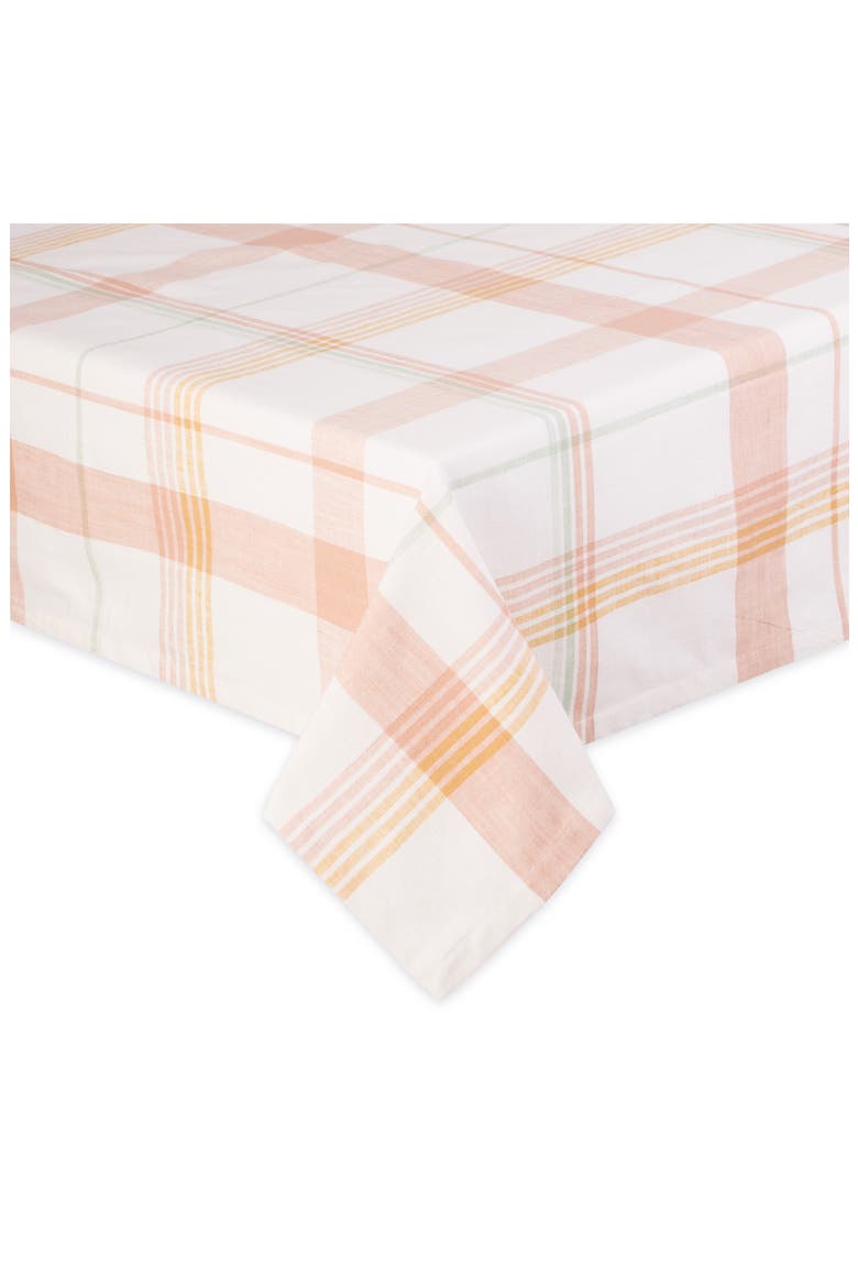 Happy Day Plaid Tablecloth, Main, color, WHITE/ PINK MULTI