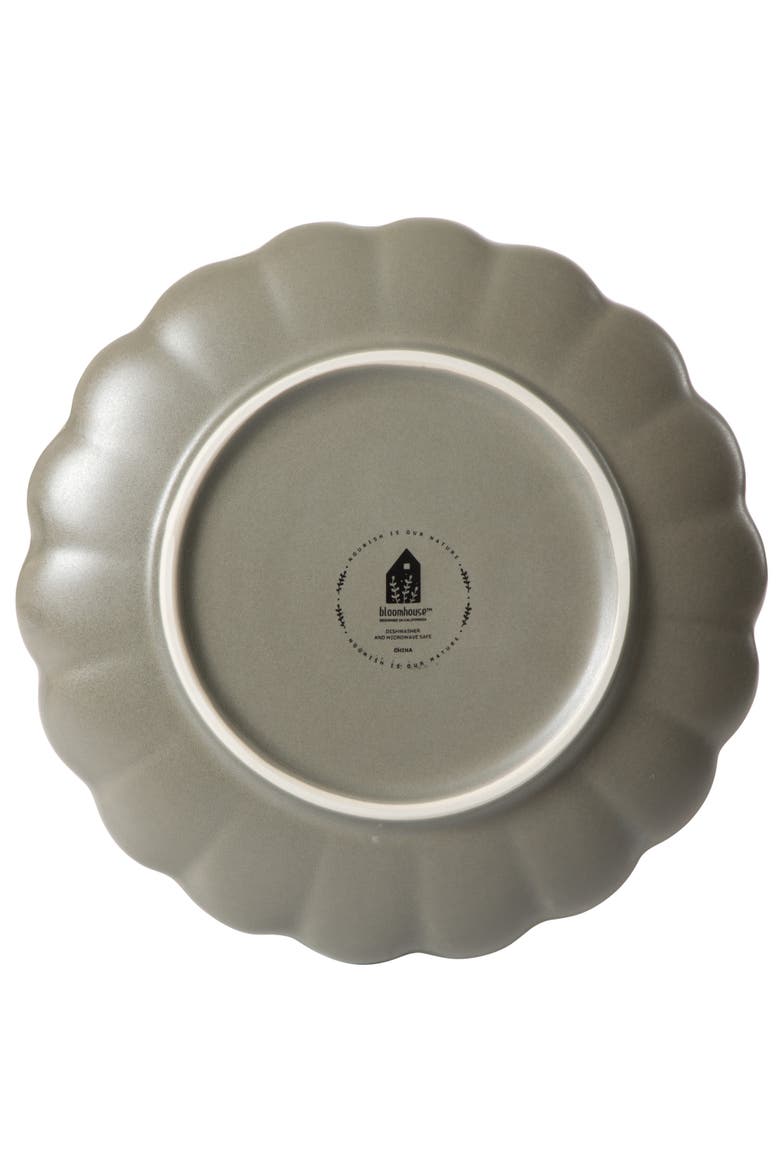 Yuelu Bloom 10.75 Inch Embossed Scallop Dinner Plates Set of 4, Alternate, color, Olive Stone