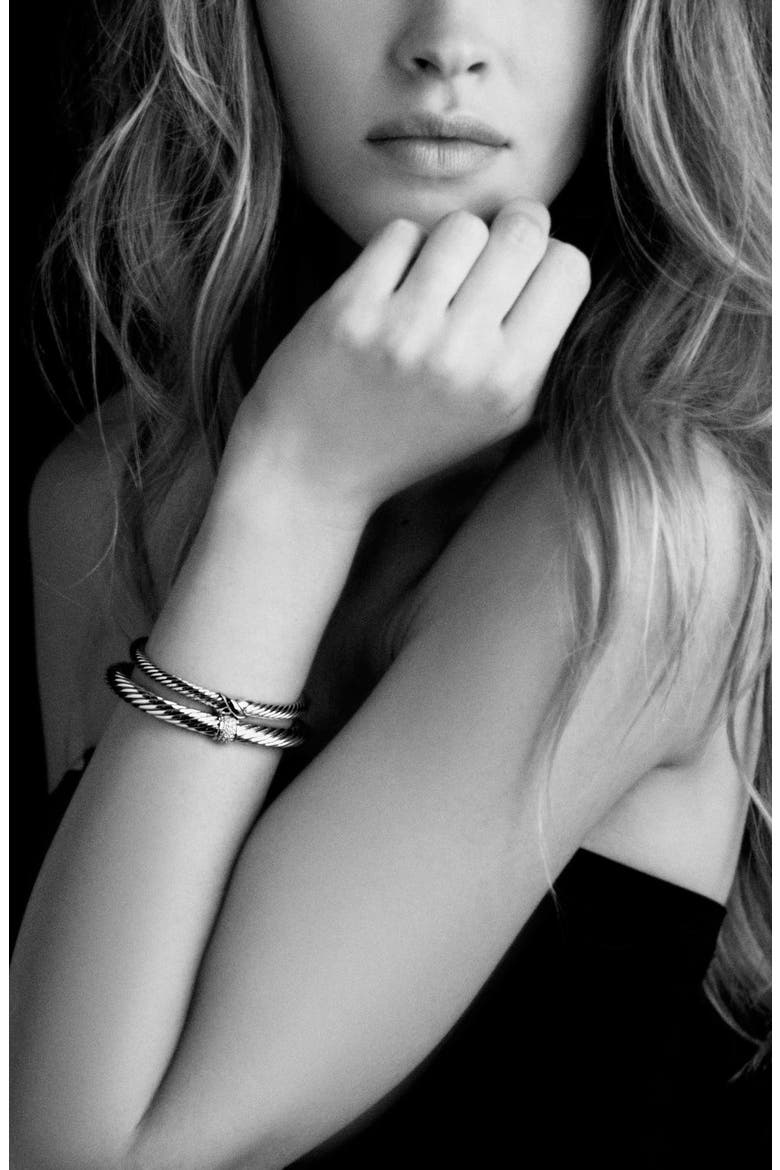 X Classic Cable Station Bracelet in Sterling Silver with 14K Gold, 5mm, Alternate, color, SILVER