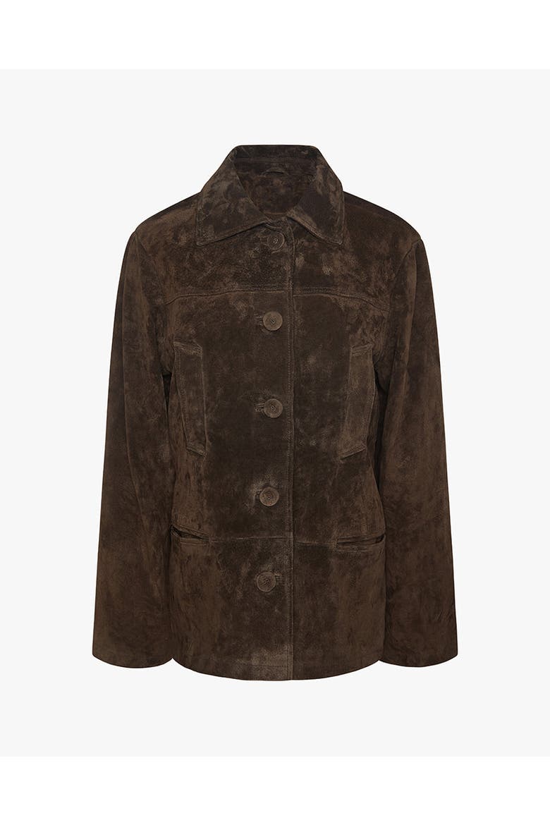 Premium Suede Button Front Jacket, Alternate, color, CHOCOLATE BROWN