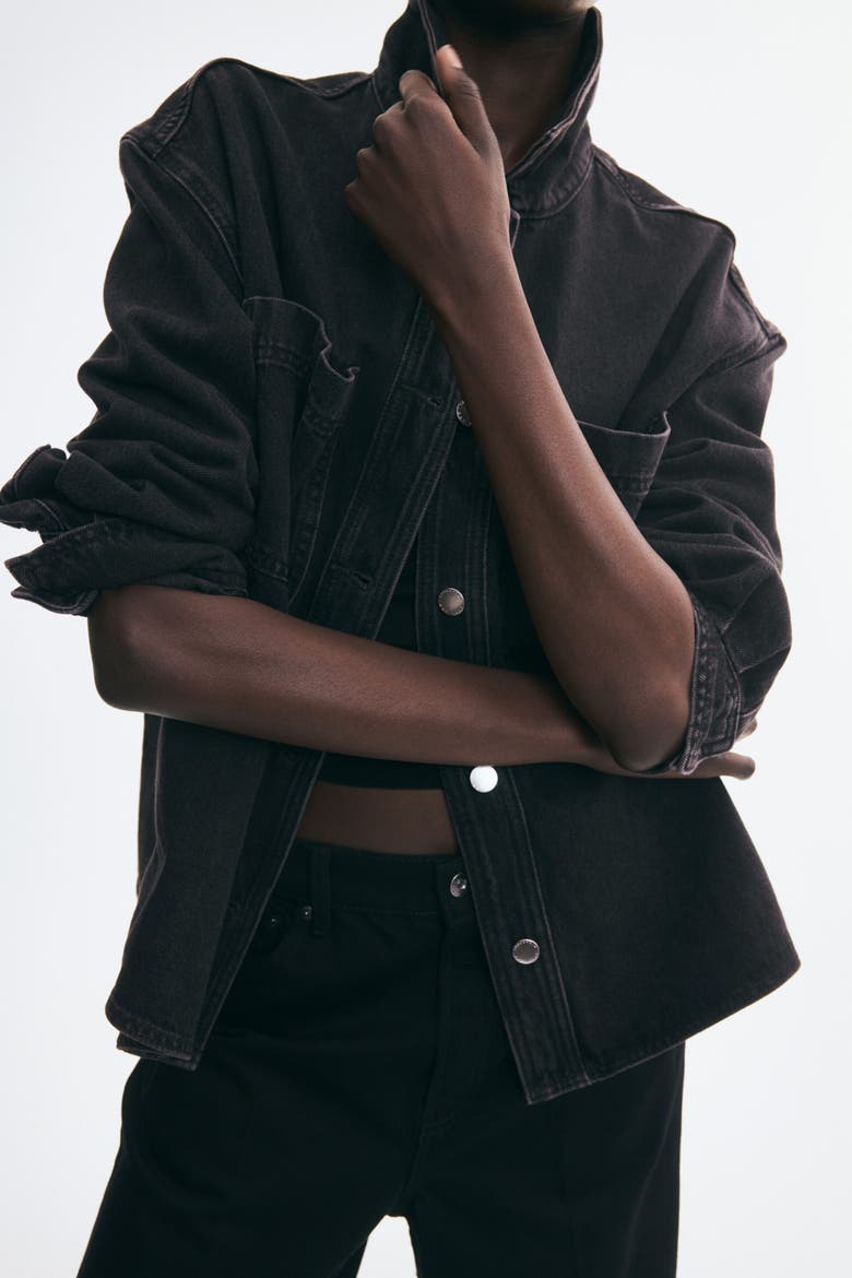 Cotton Denim Overshirt, Alternate, color, Denim black