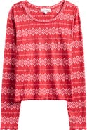 PJ Salvage Crazy for the Holidays Brushed Pointelle Pajama Top