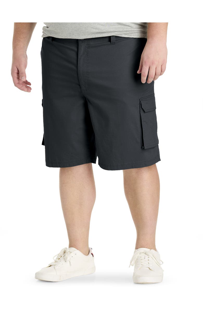 True Nation by DXL Big & Tall Stretch Ripstop Cargo Shorts, Main, color, Black
