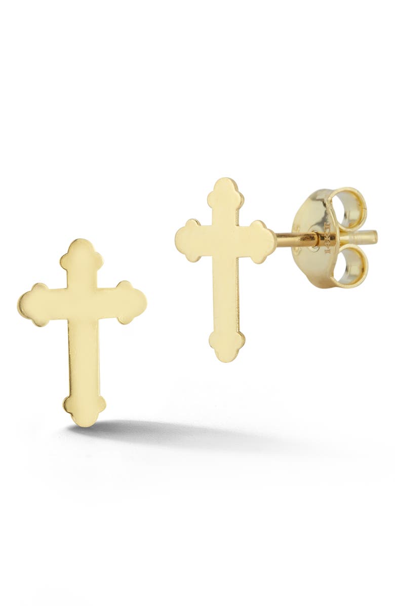 Ember Fine Jewelry Cross Stud Earrings, Main, color, Gold