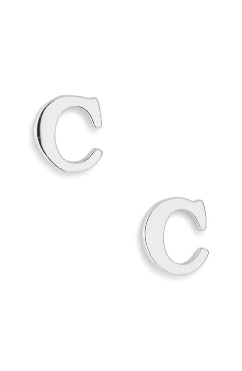 Block Letter Initial Stud Earrings