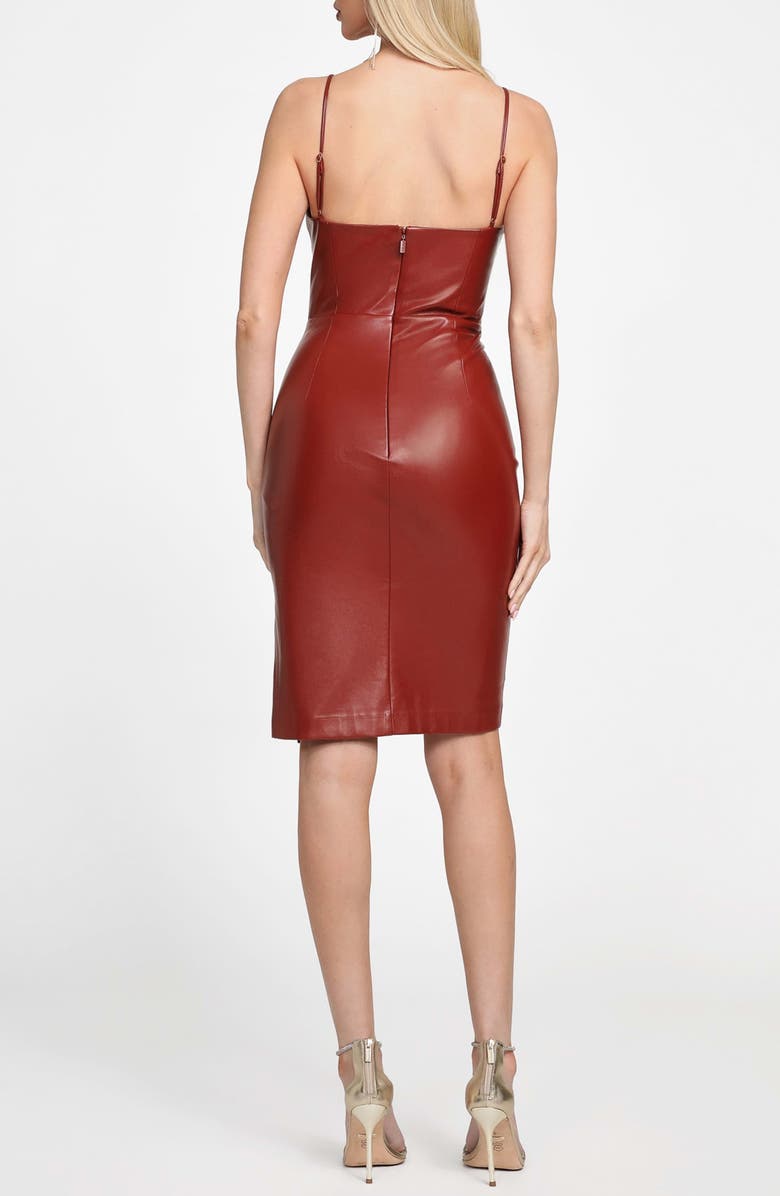 Marciano Fergie Ruched Sleeveless Faux Leather Dress, Alternate, color, Dark Jam Red