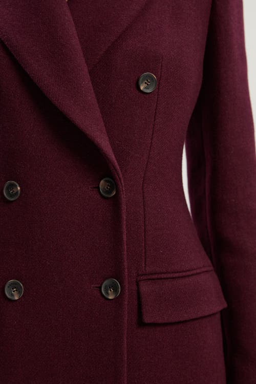 Karen Millen Wool Double Breasted Tailored Midi Coat In Burgundy