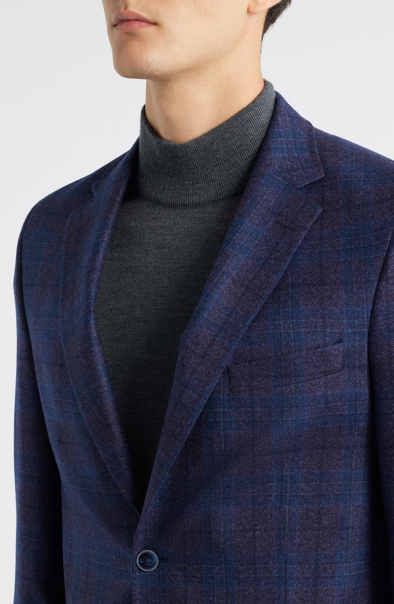 Peter Millar Hyperlight Soft Plaid Wool Sport Coat, Alternate, color, Purple