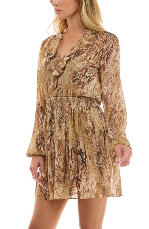 Socialite Long Sleeve Ruffle Tiered Minidress In Multi