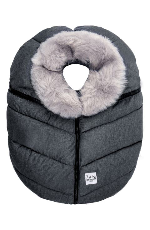 Water Repellent Faux Fur Trim Car Seat Cocoon