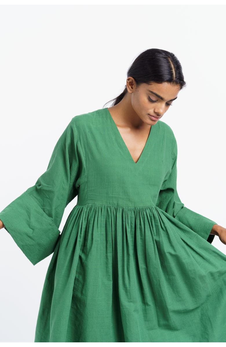 World of Crow Basil Green Gathered Midi Dress, Alternate, color,