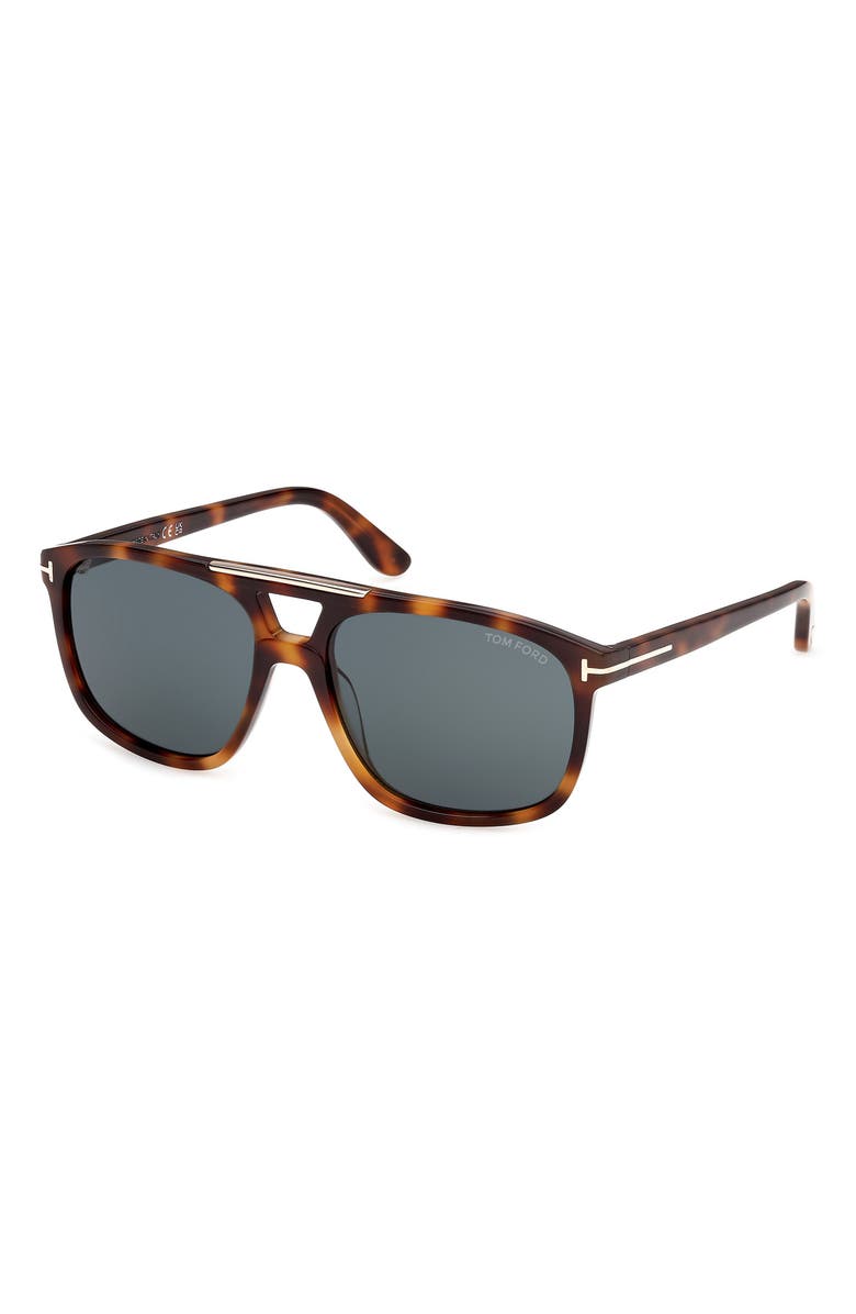TOM FORD Brianna 58mm Gradient Navigator Sunglasses, Alternate, color, Havana Rose Gold / Dark Teal