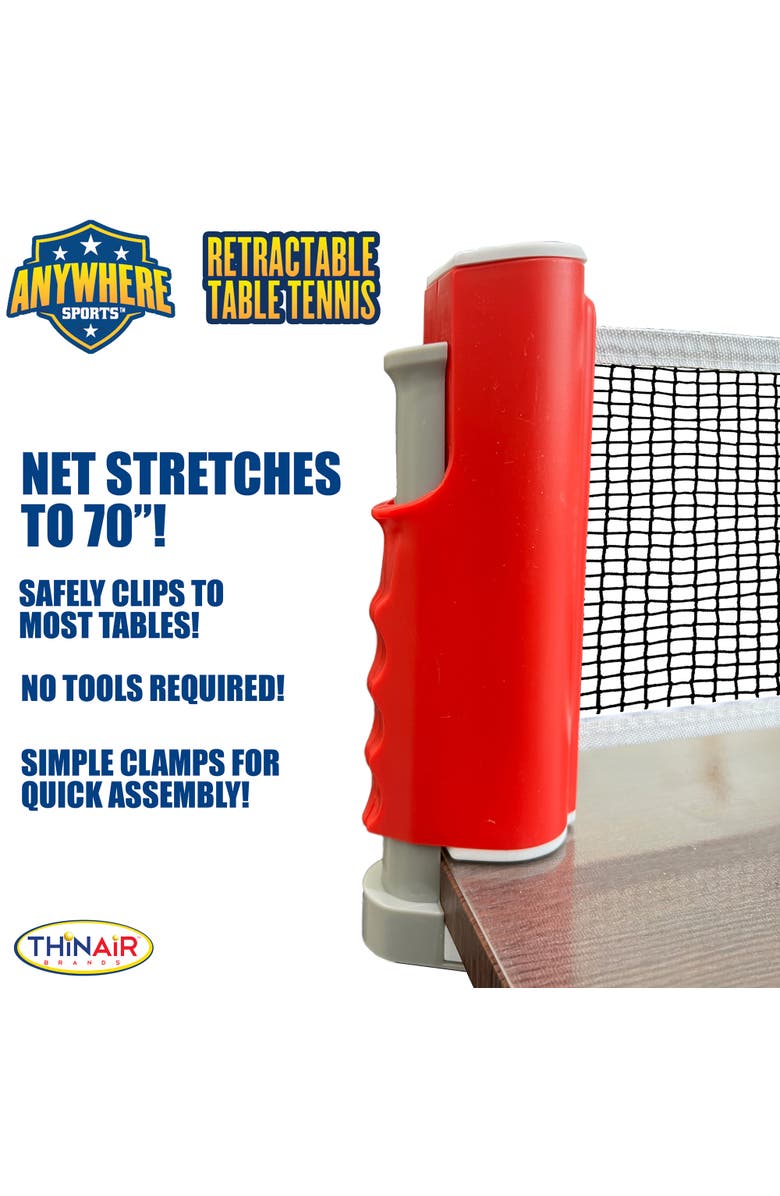 Anywhere Sports Retractable Table Tennis Set, 6pc Game, Alternate, color, 