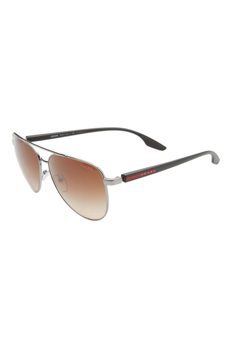 Marc Jacobs 61mm Aviator Sunglasses, Alternate, color, GUNMETAL/ BROWN GRADIENT