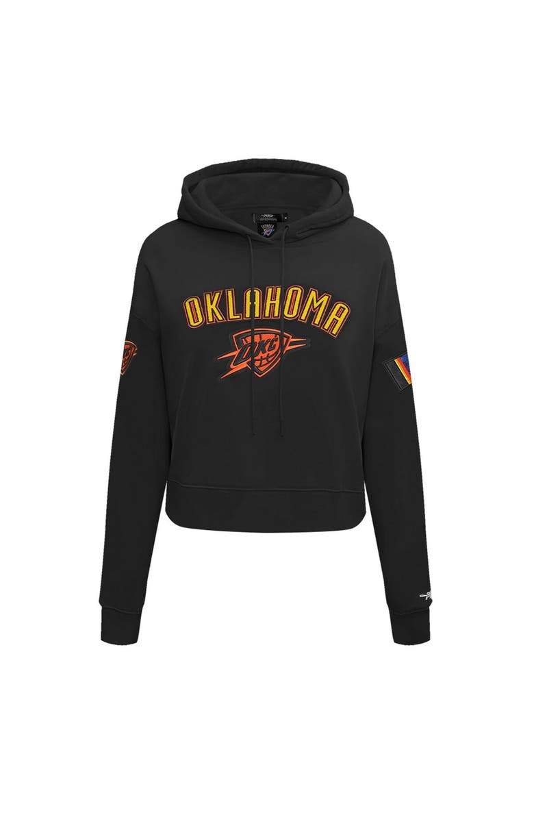 PRO STANDARD Women's Pro Standard Black Oklahoma City Thunder 2024/25 City Edition Chenille Applique Cropped Pullover Hoodie, Alternate, color, 