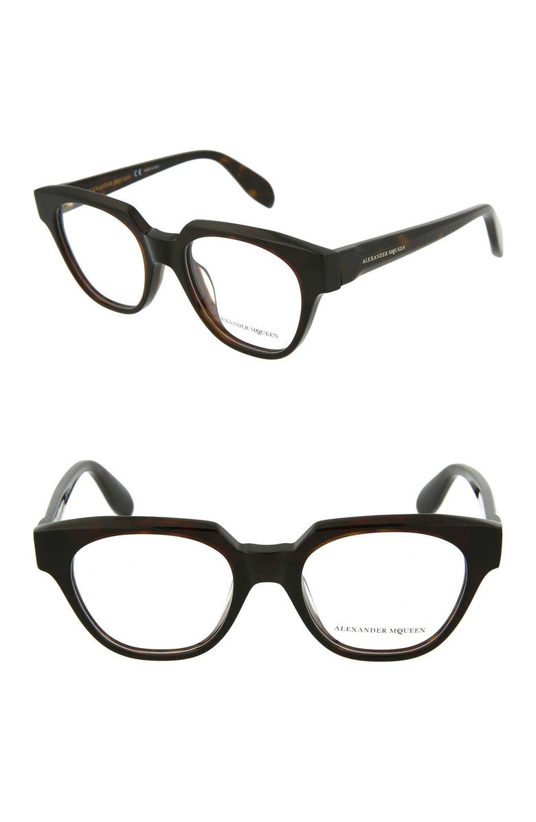 McQueen 49mm Modified Round Optical Frames, Main, color,