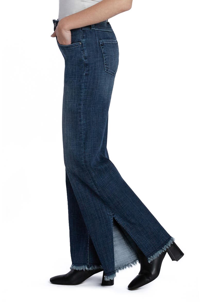 Frayed Split Hem Mid Rise Wide Leg Jeans, Alternate, color, MARKET BLUE