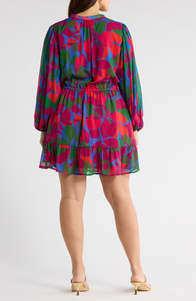 SUGARLIPS Kaeli Floral Print Long Sleeve Dress, Alternate, color, Magenta-Blue-Green