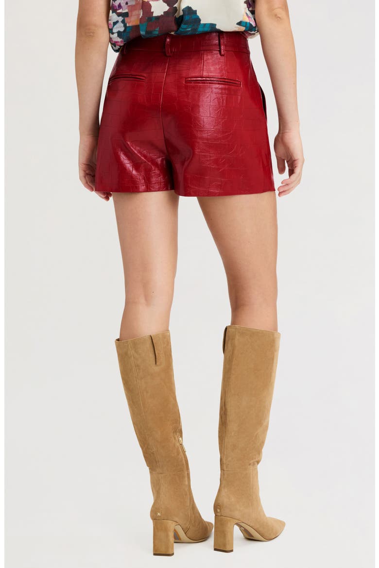Croc Embossed Faux Leather Shorts, Alternate, color, CRANBERRY