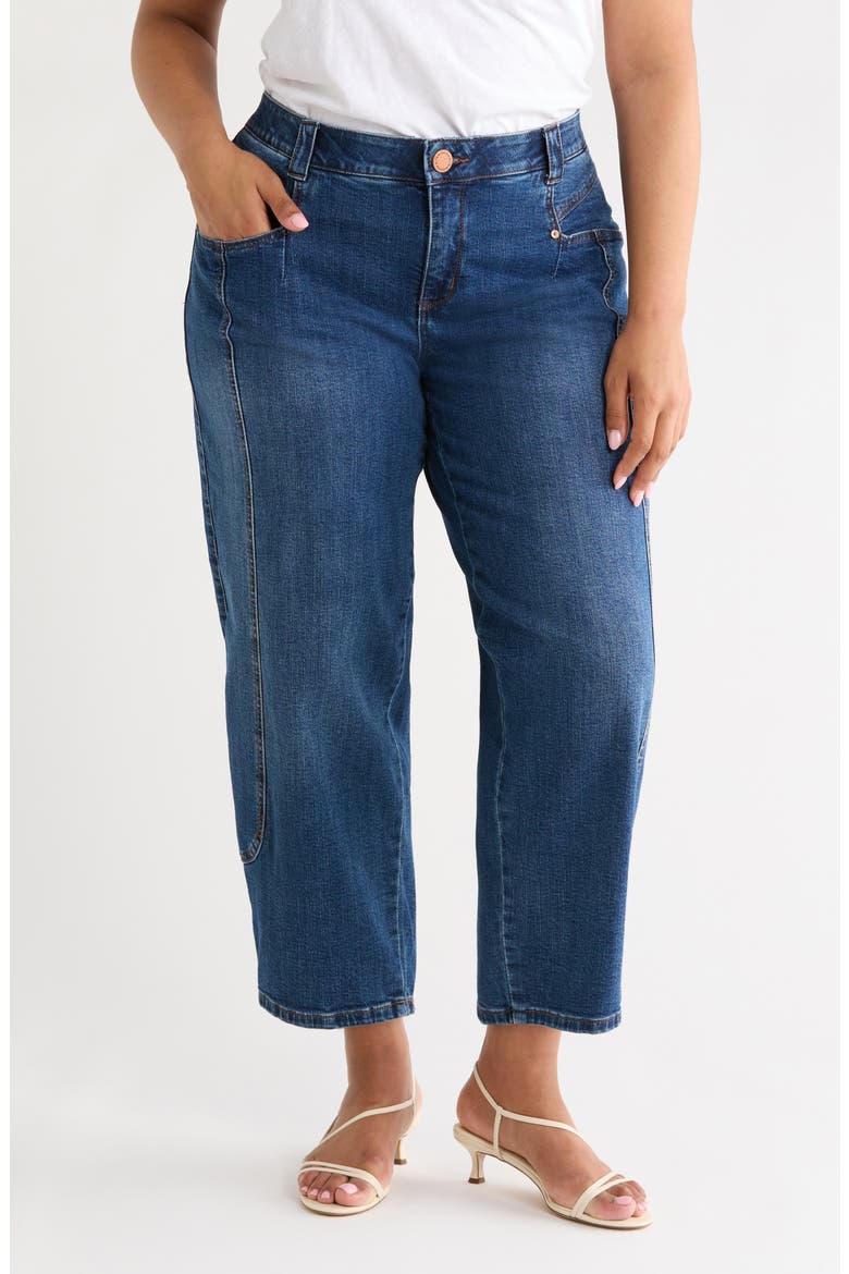 High Waist Barely Barrel Jeans, Main, color, BLUE