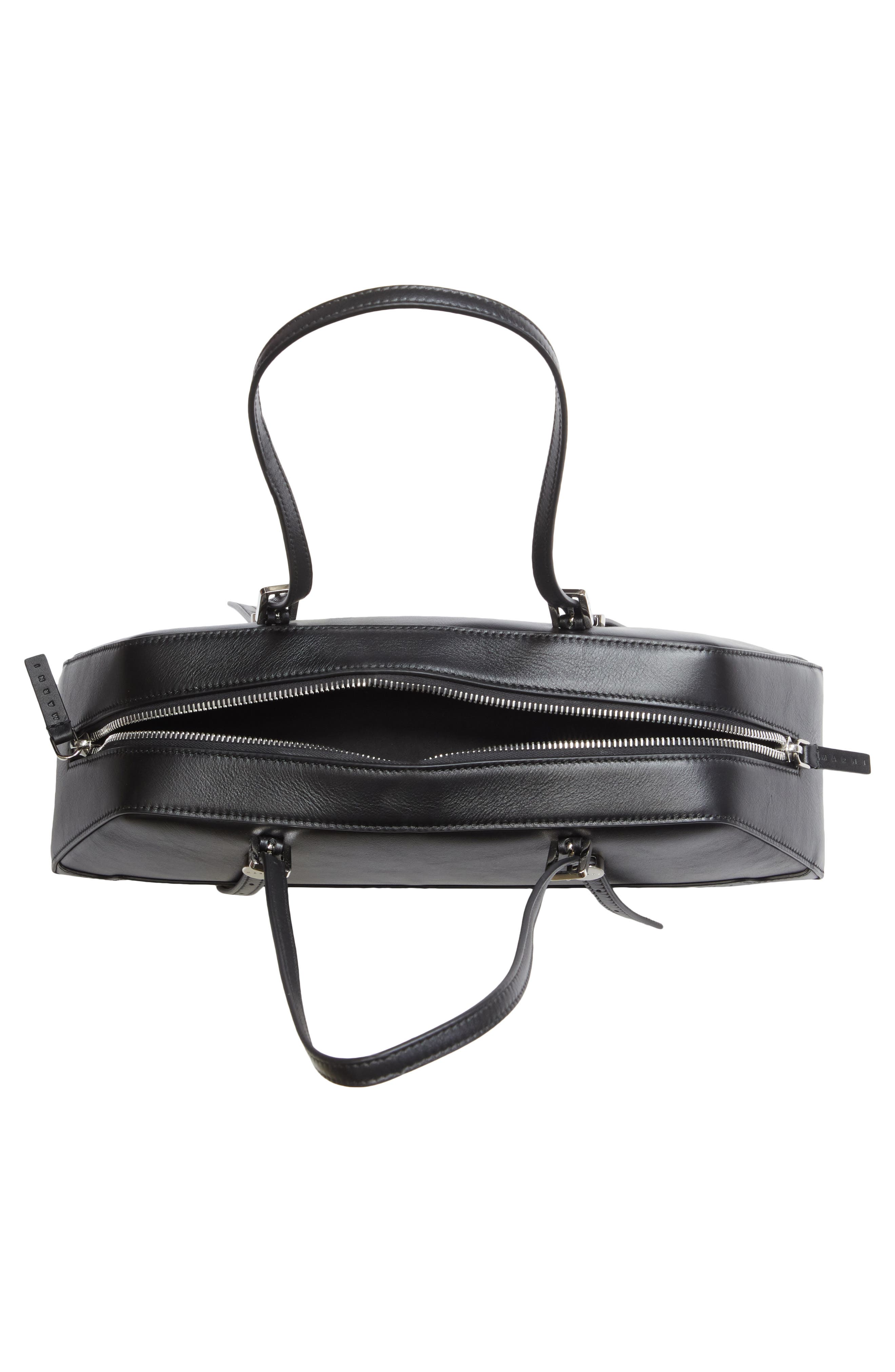 Marni East/West Duffle Leather Shoulder Bag, Alternate, color, Black