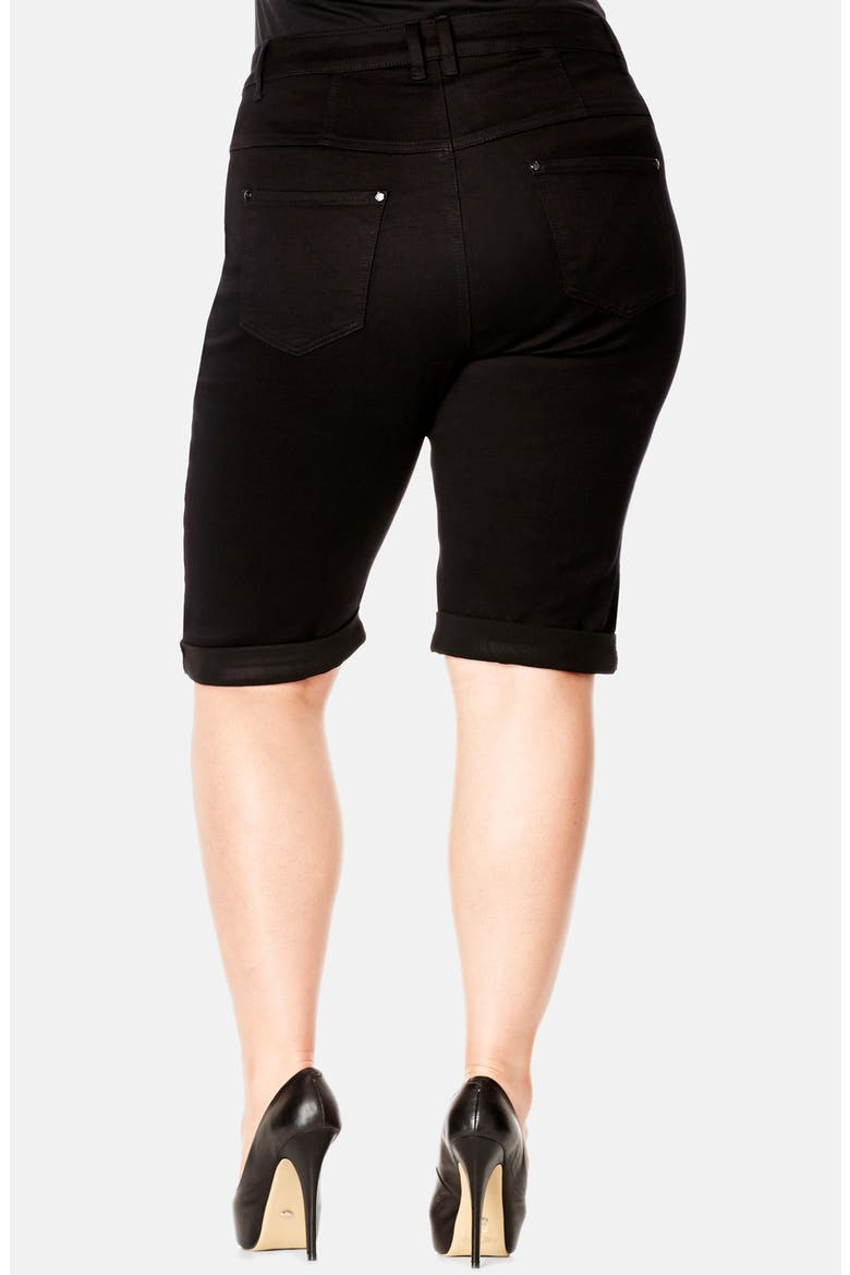High Waist Denim Bermuda Shorts, Alternate, color, BLACK