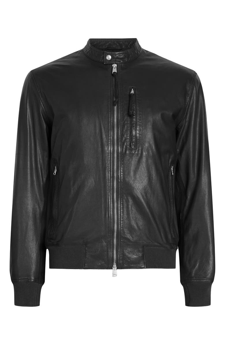 AllSaints Sova Leather Racer Jacket, Alternate, color, Anthracite Grey